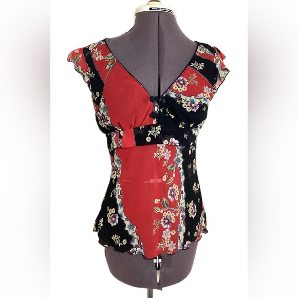 Forever 21 Tops - Forever 21 Y2K Vtg Fairy Babydoll Top Teen L Tie Back Sheer Bold Lorelei Gilmore